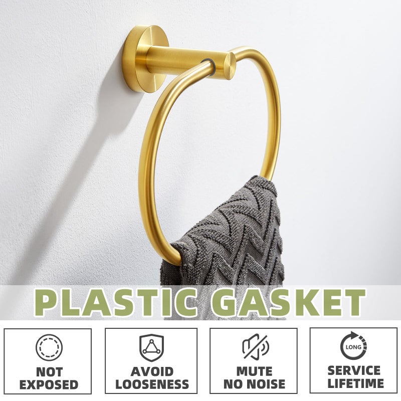 APLusee Bath Towel Ring Brushed Gold, APLusee 304 Stainless Steel Swivel Hand Towel Holder Dry Rack Near The Sink, Modern Bathroom Accessories - Image 3